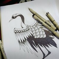 Large Japanese Crane Sew-on Back Patches - Thumbnail 4