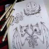 Siamese Bats Skeleton Goth Punk Sew-on Patches - Thumbnail 5