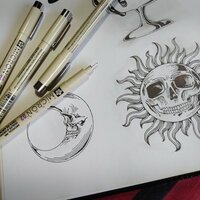 Sun & Moon Skulls Ouija Steampunk Horror Sew-on Back Patches - Thumbnail 6