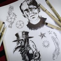 Zombie Frankenstein Horror Punk Sew-on Patch Sets - Thumbnail 4