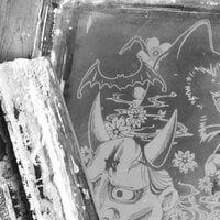 Hannya Mask & Black Cat with Bats and Sakura Japanese Goth Sew-on Patches - Thumbnail 6