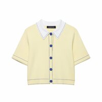 Fashionable POLO shirt stitched knitted jacket - Thumbnail 2