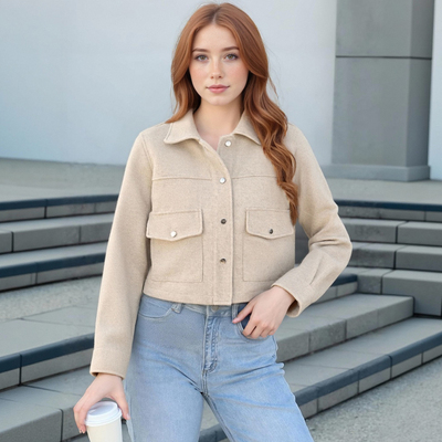 Street fashion short woolen jacket