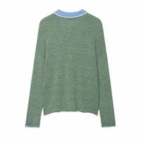 Fashionable patchwork knitted polo shirt top - Thumbnail 2