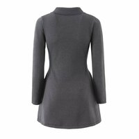 Lapel long-sleeved waist dress new POLO neckline half-open short knitted bottoming skirt - Thumbnail 2