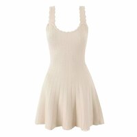 Backless knitted suspender dress summer design niche waist A-line skirt - Thumbnail 1