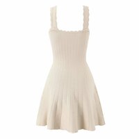 Backless knitted suspender dress summer design niche waist A-line skirt - Thumbnail 2