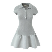 POLO collar knitted stitching tennis skirt women's short A-line dress - Thumbnail 2