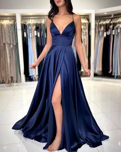 Sexy Sky Blue Prom Dresses Strapless Party Evening Gowns Pleats Slit Formal Long Special Occasion Dress