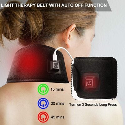 Infrared therapy light strip – portable red light physical therapy belt for pain relief & muscle recovery (black)