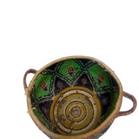 XXL Berber Basket Vintage Handwoven Berber basket Vintage Moroccan Berber Wool Lidded Basket  - Thumbnail 6