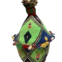 XXL Berber Basket Vintage Handwoven Berber basket Vintage Moroccan Berber Wool Lidded Basket  - Thumbnail 8