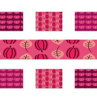 Pink Leaf Pattern 7-Piece Table Runner & Placemat Set - Halloween & Thanksgiving - Thumbnail 1