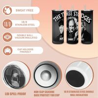​The Three Stooges Tumbler, Moe Larry Curly 20oz Skinny Tumbler, Classic Comedy Merchandise, Nyuk Nyuk Nyuk! - Thumbnail 1