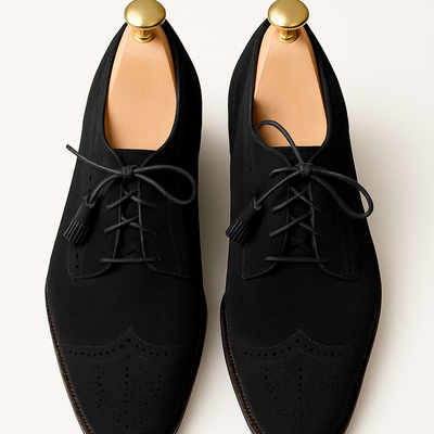 Hot sale men's handmade black wingtip brogue style lace up christmas shoes