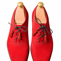 Hot Sale Men's Handmade Red Brogue Style Genuine Suede Lace Up Christmas Gift Shoes - Thumbnail 1