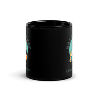 HALF COFFEE HALF CONSTITUTION FUNNY Black Glossy Mug - Thumbnail 5