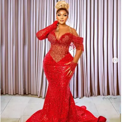 Aso ebi mermaid prom dress beaded crystals evening formal party second reception birthday engagement gowns dresses 