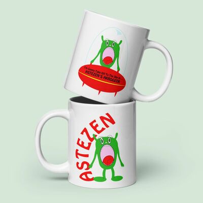Cheerful alien space car mug