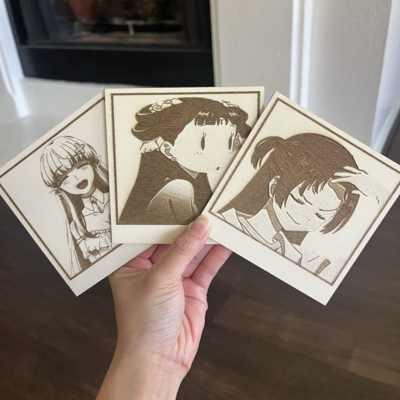 Wooden polaroids - signed/autographed - yuki/sakura/fine