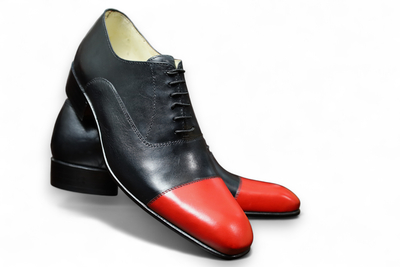Crafted Leather Handmade Me Dress Shoes in Black Red Leather
