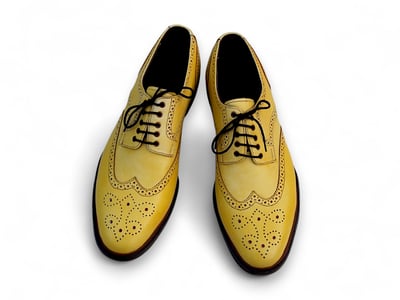 Crafted Leather Elegant Yellow Wingtip Oxford Dress Shoes