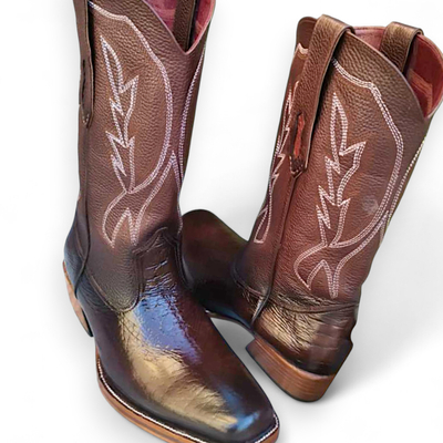 Crafted leather brown leather men cowboy boot 