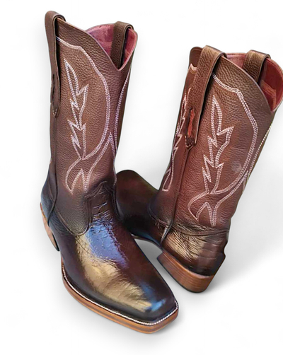 Crafted Leather Brown Leather Men Cowboy Boot 