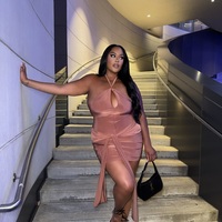 Front Tie Halter Mini Dress - Thumbnail 3