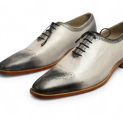 Crafted leather classic men gray leather lace up dress shoes - Thumbnail 2