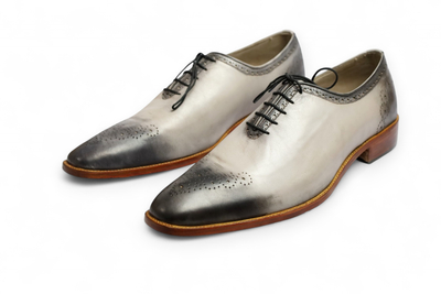 Crafted Leather Classic Men Gray Leather Lace up Dress Shoes
