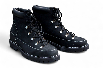 Crafted Leather Bespoke Dress Shoes Black Leather Vibram Sole Combat Ankle High Military Boot