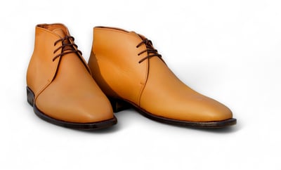 Crafted Leather Men's Handmade Tan Brown Lace Up Chukka Boots