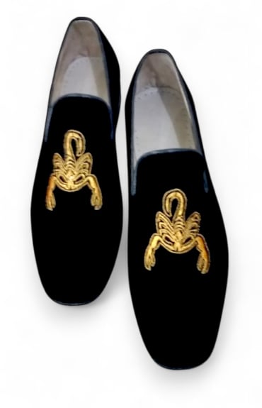 Crafted Leather Classic Black Velvet Loafers Dress Shoes