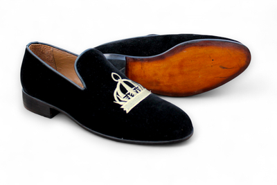 Crafted Leather Handmade Genuine Black Suede Leather Loafers Classic Moccasin Formal Dress Shoes