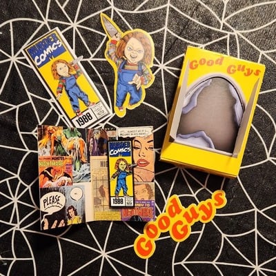 Good guys childs play chucky enamel pin with box package