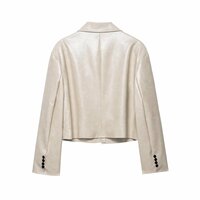 Retro lapel loose PU leather short jacket all-match suit leather jacket - Thumbnail 1