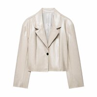 Retro lapel loose PU leather short jacket all-match suit leather jacket - Thumbnail 2