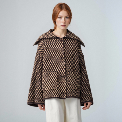 Retro high-end plaid sweater jacket - Thumbnail 4