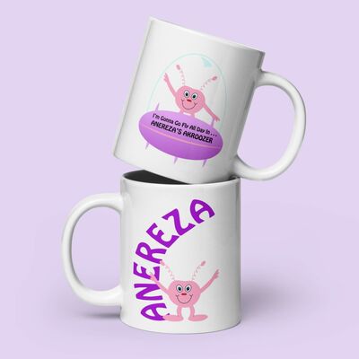Flying machine cartoon mug