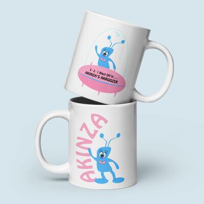 Flying space character mug