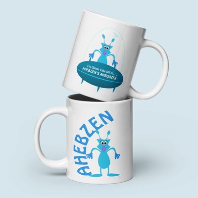 Whimsical flying car mug