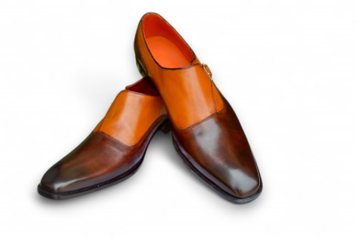 Crafted Leather Brown Patina Monk Strap Dress Shoes