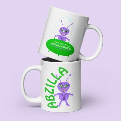 Cartoon alien space car mug