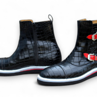 Crafted Leather Tri Rubber Sole Black Crocodile/Alligator Leather Jodhpur Boot - Thumbnail 1