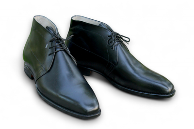 Crafted Leather Handmade Black Calf Leather Chukka Boot
