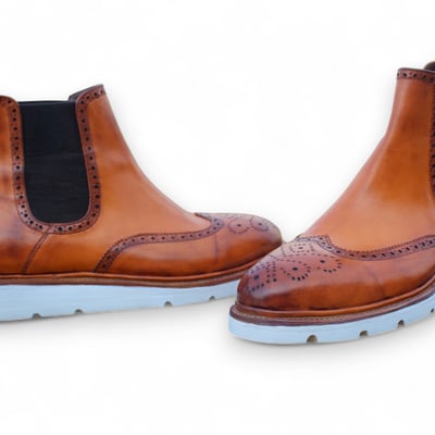 Crafted leather new handmade classic chelsea tan leather ankle boots for mens 