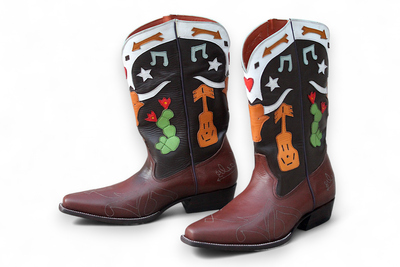 Crafted Leather Brown Leather Cowboy Ankle High Men Fashion Boot