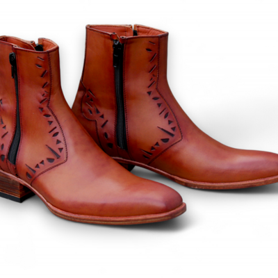 Crafted leather handmade men brown leather jodhpur dress boot