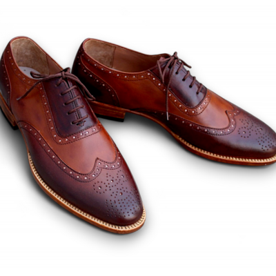  crafted leather elegant and classic brown patina wingtip oxford dress shoes